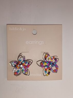 Multicolor Beaded Flower Earrings